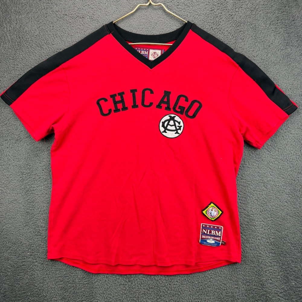 NLBM‎ Chicago American Giants Negro Leagues Baseball Jersey Red Black Mens 2XL